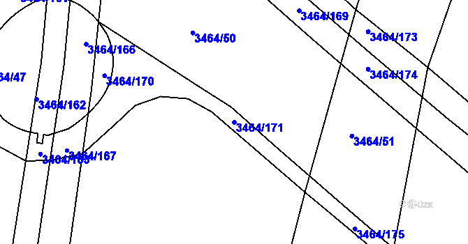 Parcela st. 3464/171 v KÚ Nymburk, Katastrální mapa