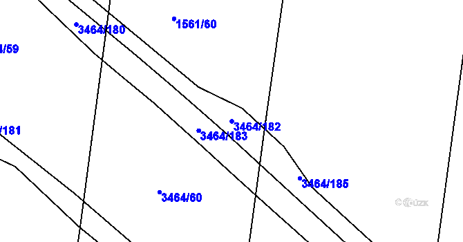 Parcela st. 3464/182 v KÚ Nymburk, Katastrální mapa