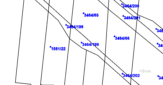 Parcela st. 3464/199 v KÚ Nymburk, Katastrální mapa