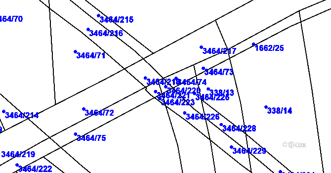 Parcela st. 3464/220 v KÚ Nymburk, Katastrální mapa