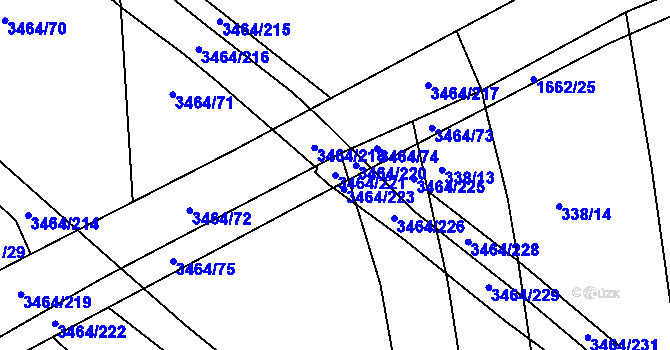 Parcela st. 3464/221 v KÚ Nymburk, Katastrální mapa