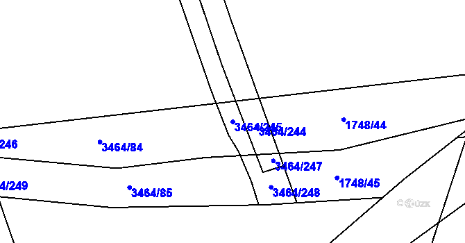 Parcela st. 3464/245 v KÚ Nymburk, Katastrální mapa