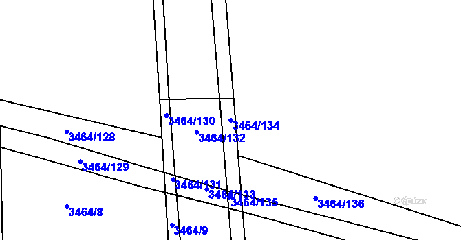 Parcela st. 3464/134 v KÚ Nymburk, Katastrální mapa