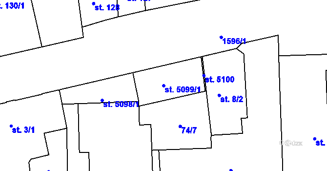 Parcela st. 5099/1 v KÚ Nymburk, Katastrální mapa