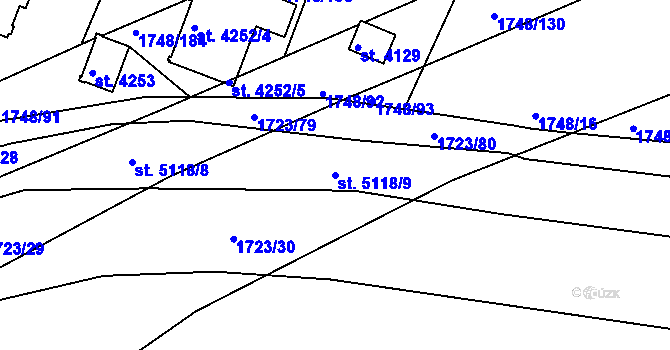 Parcela st. 5118/9 v KÚ Nymburk, Katastrální mapa