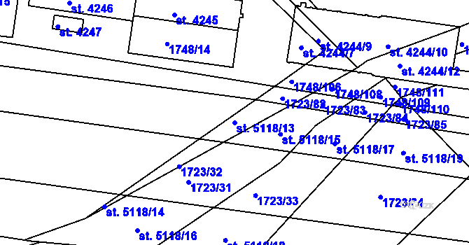 Parcela st. 5118/13 v KÚ Nymburk, Katastrální mapa