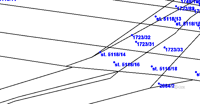 Parcela st. 5118/14 v KÚ Nymburk, Katastrální mapa