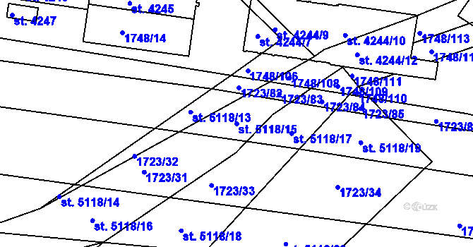 Parcela st. 5118/15 v KÚ Nymburk, Katastrální mapa
