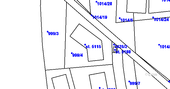Parcela st. 5115 v KÚ Nymburk, Katastrální mapa