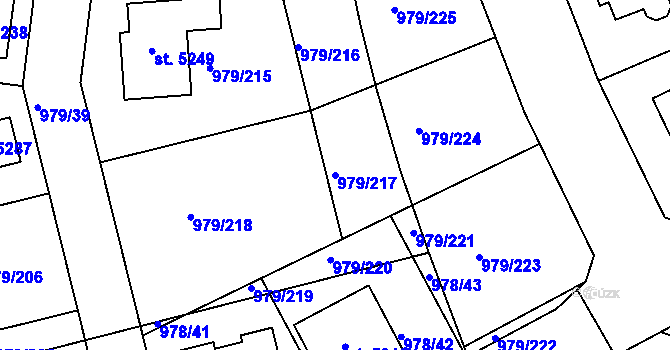 Parcela st. 979/217 v KÚ Nymburk, Katastrální mapa
