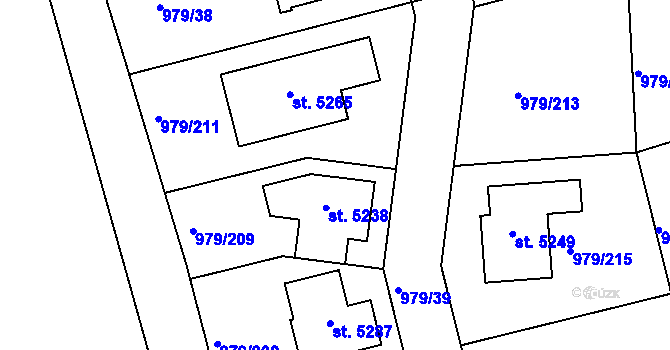 Parcela st. 979/228 v KÚ Nymburk, Katastrální mapa