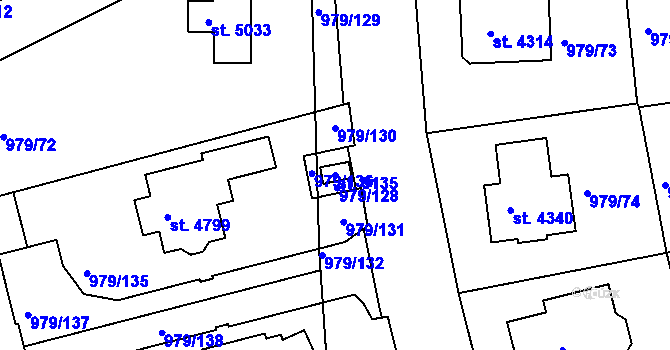 Parcela st. 5135 v KÚ Nymburk, Katastrální mapa