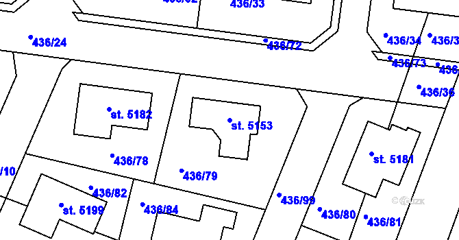 Parcela st. 5153 v KÚ Nymburk, Katastrální mapa