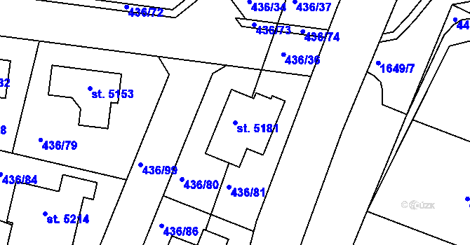 Parcela st. 5181 v KÚ Nymburk, Katastrální mapa