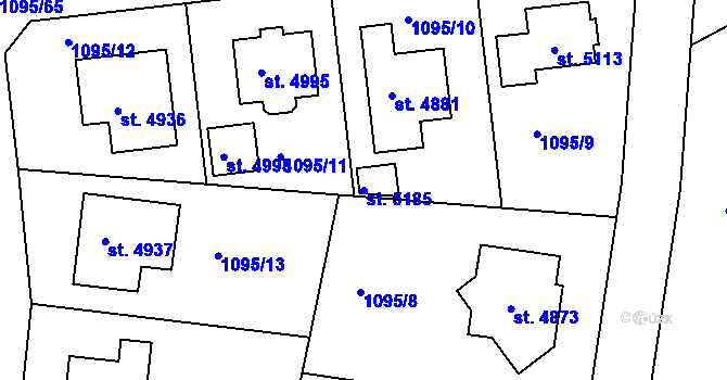 Parcela st. 5185 v KÚ Nymburk, Katastrální mapa