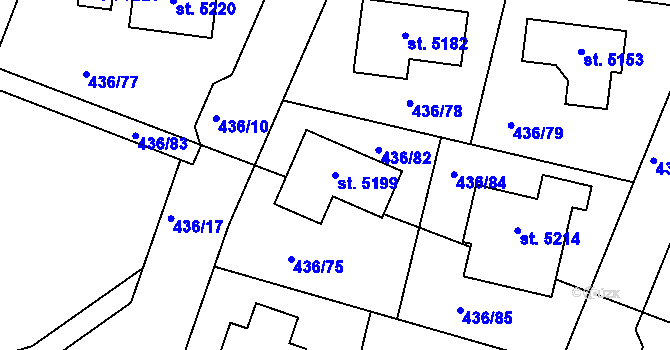 Parcela st. 5199 v KÚ Nymburk, Katastrální mapa
