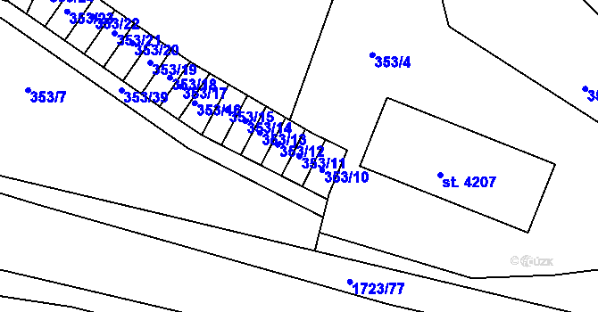 Parcela st. 353/11 v KÚ Nymburk, Katastrální mapa