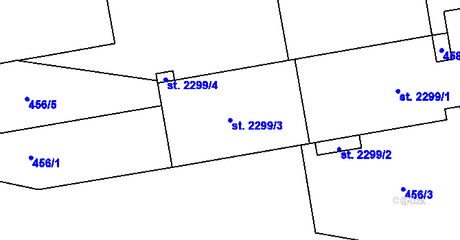 Parcela st. 2299/3 v KÚ Nymburk, Katastrální mapa