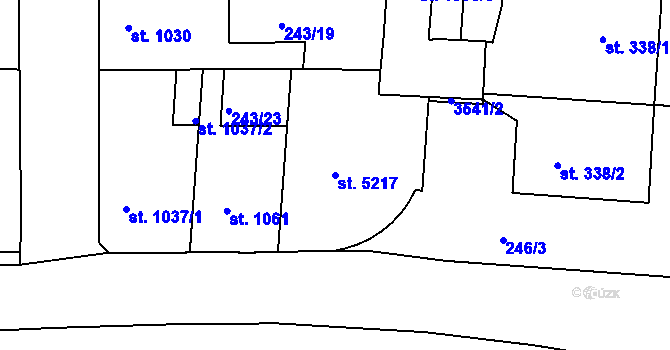 Parcela st. 5217 v KÚ Nymburk, Katastrální mapa