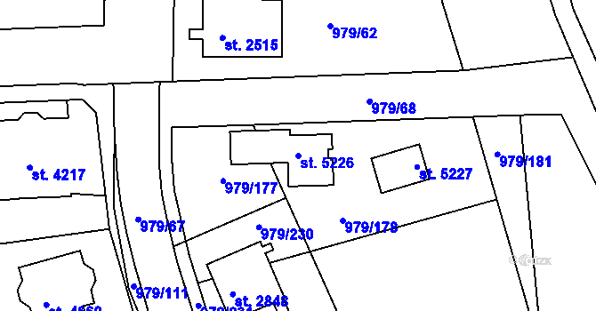 Parcela st. 5226 v KÚ Nymburk, Katastrální mapa