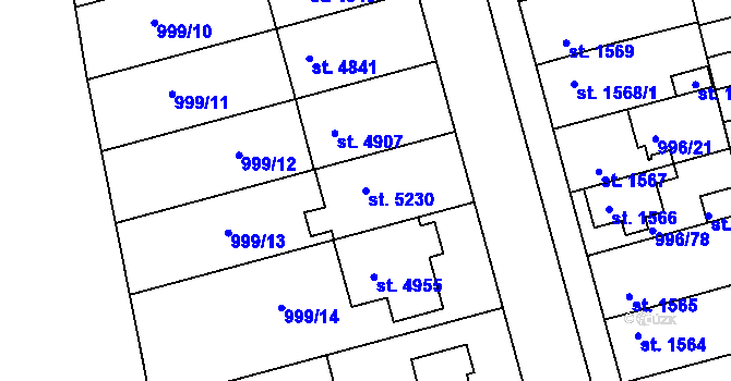 Parcela st. 5230 v KÚ Nymburk, Katastrální mapa