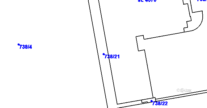 Parcela st. 738/21 v KÚ Nymburk, Katastrální mapa