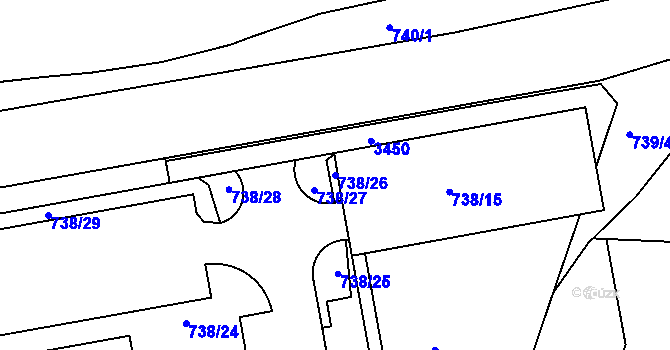 Parcela st. 738/26 v KÚ Nymburk, Katastrální mapa