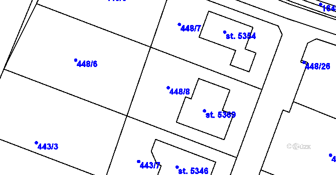 Parcela st. 448/8 v KÚ Nymburk, Katastrální mapa