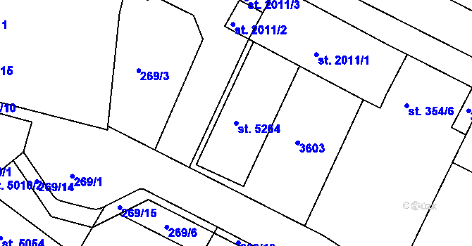 Parcela st. 5264 v KÚ Nymburk, Katastrální mapa