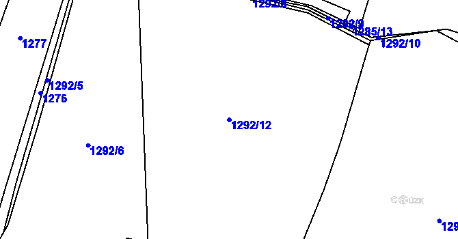 Parcela st. 1292/12 v KÚ Nymburk, Katastrální mapa