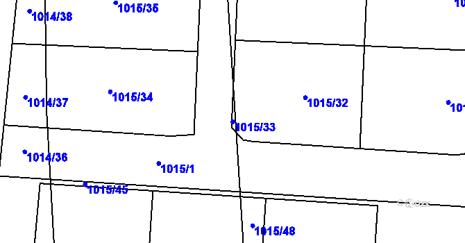 Parcela st. 1015/33 v KÚ Nymburk, Katastrální mapa