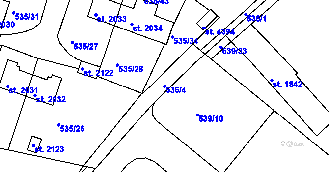 Parcela st. 536/4 v KÚ Nymburk, Katastrální mapa