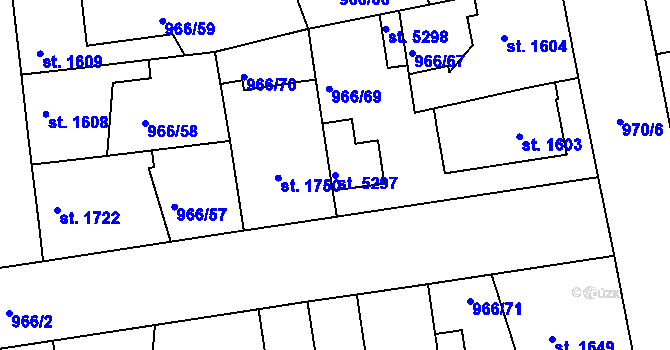Parcela st. 5297 v KÚ Nymburk, Katastrální mapa