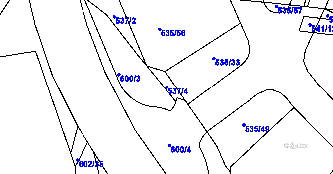 Parcela st. 537/4 v KÚ Nymburk, Katastrální mapa