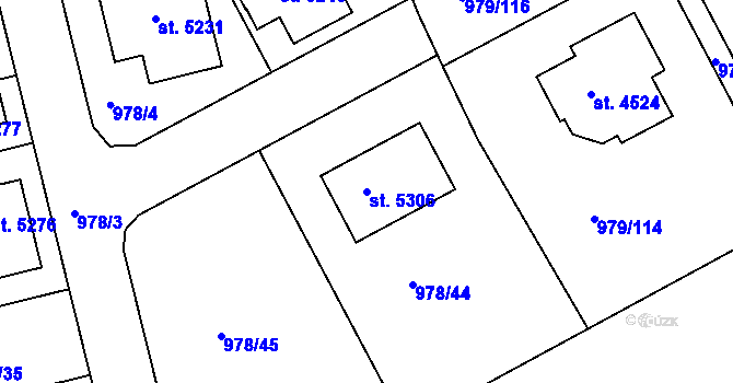 Parcela st. 5306 v KÚ Nymburk, Katastrální mapa