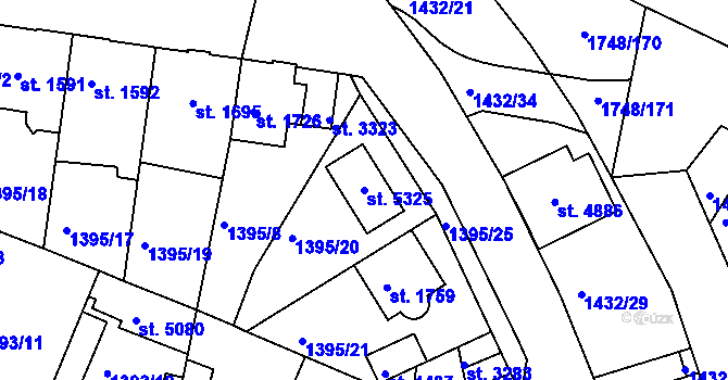 Parcela st. 5325 v KÚ Nymburk, Katastrální mapa