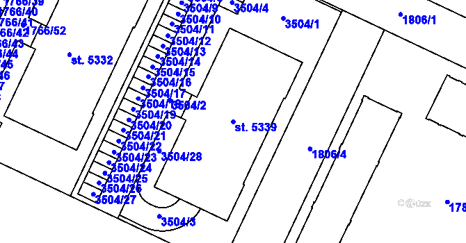 Parcela st. 5339 v KÚ Nymburk, Katastrální mapa