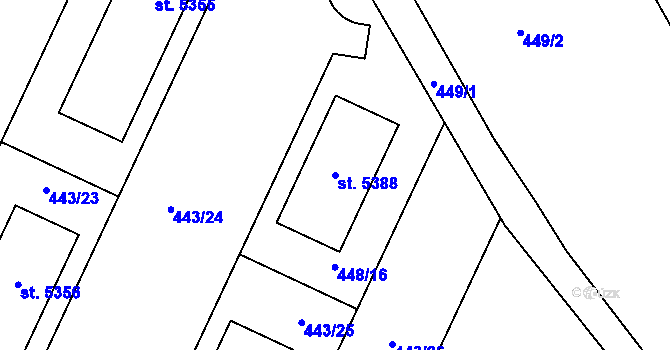 Parcela st. 5388 v KÚ Nymburk, Katastrální mapa