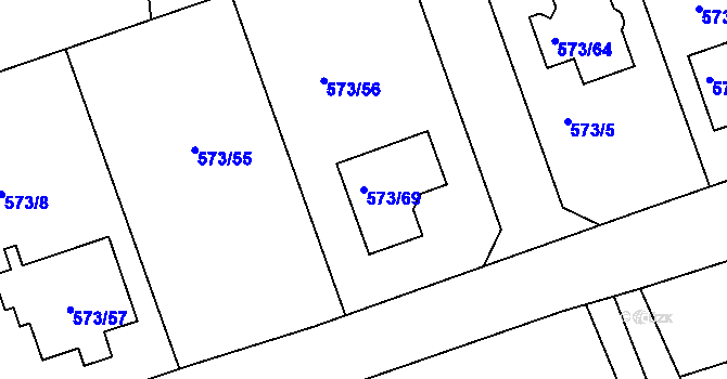 Parcela st. 573/69 v KÚ Drahelice, Katastrální mapa
