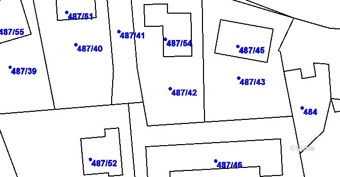 Parcela st. 487/42 v KÚ Drahelice, Katastrální mapa