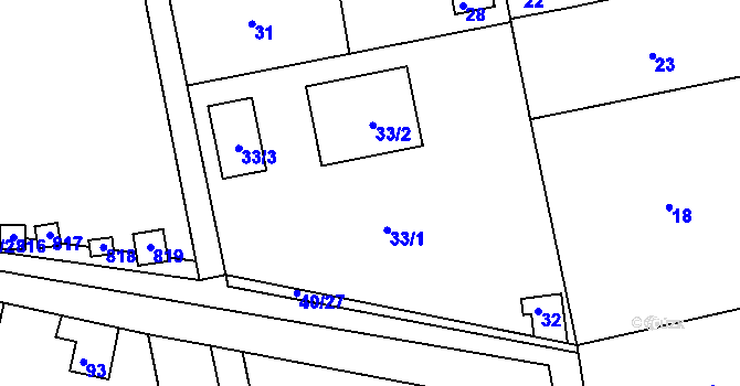 Parcela st. 33 v KÚ Drahelice, Katastrální mapa