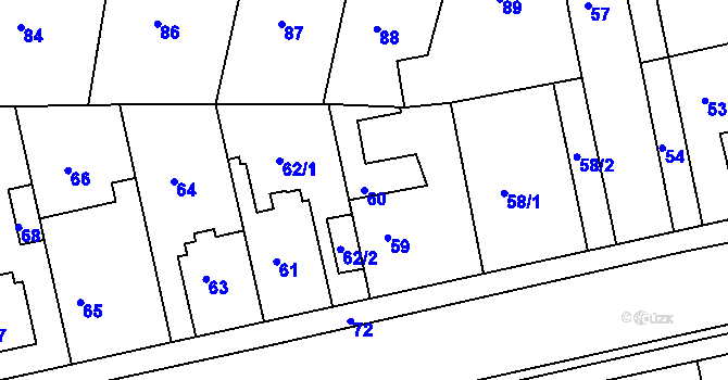 Parcela st. 60 v KÚ Drahelice, Katastrální mapa