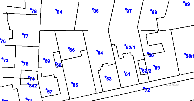 Parcela st. 64 v KÚ Drahelice, Katastrální mapa