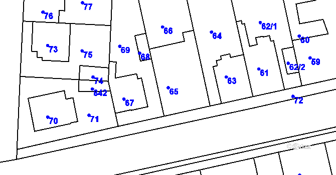 Parcela st. 65 v KÚ Drahelice, Katastrální mapa