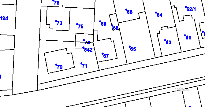 Parcela st. 67 v KÚ Drahelice, Katastrální mapa