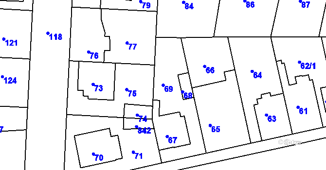 Parcela st. 69 v KÚ Drahelice, Katastrální mapa