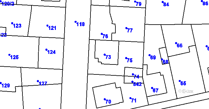 Parcela st. 73 v KÚ Drahelice, Katastrální mapa