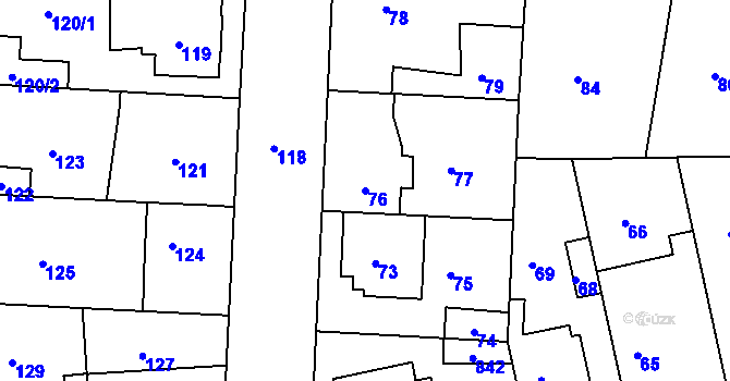 Parcela st. 76 v KÚ Drahelice, Katastrální mapa