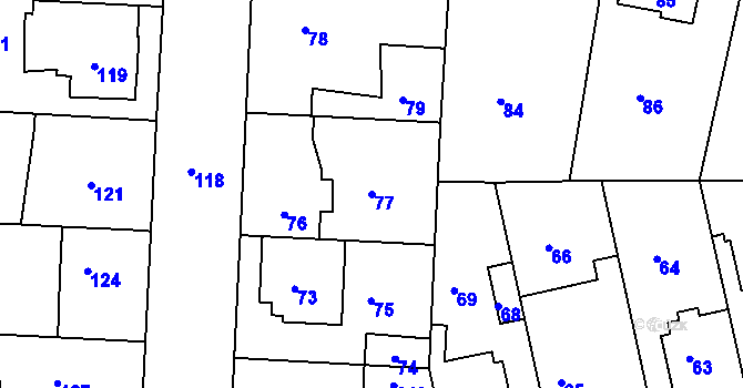 Parcela st. 77 v KÚ Drahelice, Katastrální mapa