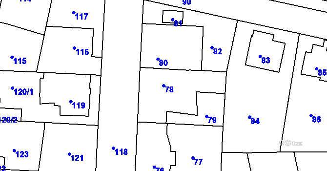 Parcela st. 78 v KÚ Drahelice, Katastrální mapa